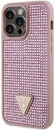 Guess Rhinestones Triangle Metal Logo Hülle für iPhone 14 Pro Max Pink - Handyhülle