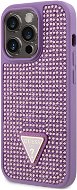 Guess Rhinestones Triangle Metal logo kryt pre iPhone 14 Pro Purple - Kryt na mobil
