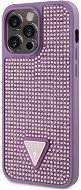 Guess Rhinestones Triangle Metal logo kryt pre iPhone 14 Pro Max Purple - Kryt na mobil