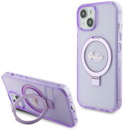 Guess IML Ring Stand Glitter MagSafe Zadný Kryt na iPhone 15 Plus Purple - Kryt na mobil