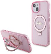Guess IML Ring Stand Glitter MagSafe Zadní Kryt pro iPhone 15 Pro Max Pink - Phone Cover