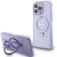 Guess IML Ring Stand Glitter MagSafe Zadný Kryt pre iPhone 15 Pro Max Purple - Kryt na mobil