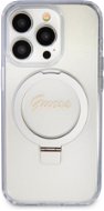 Guess IML Ring Stand Glitter MagSafe Zadný Kryt pre iPhone 15 Pro Max Transparent - Kryt na mobil