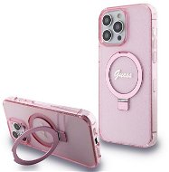 Guess IML Ring Stand Glitter iPhone 15 Pro MagSafe rózsaszín tok - Telefon tok