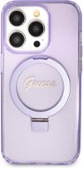 Guess IML Ring Stand Glitter MagSafe Zadný Kryt pre iPhone 15 Pro Purple - Kryt na mobil