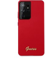 Guess Silicone Metal Logo Script Back Cover for Samsung Galaxy S21 Ultra Red - Phone Cover