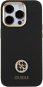 Guess Liquid Silicone 4G Strass Metal Logo Zadný Kryt pre iPhone 15 Pro Black - Kryt na mobil