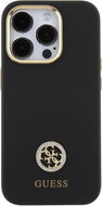 Guess Liquid Silicone 4G Strass Metal Logo Zadný Kryt pre iPhone 15 Pro Max Black - Kryt na mobil