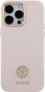 Guess Liquid Silicone 4G Strass Metal Logo Zadný Kryt pre iPhone 15 Pro Max Pink - Kryt na mobil