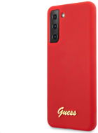 Guess Silicone Metal Logo Script Zadný Kryt na Samsung Galaxy S21 Red - Kryt na mobil