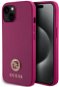 Guess PU 4G Strass Metal Logo iPhone 15 rózsaszín tok - Telefon tok