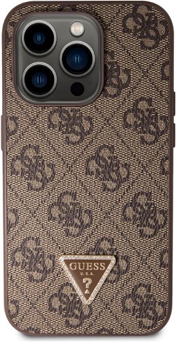 iPhone 15 Pro Max Guess 4G Strass Triangle Metal Logo Case with Crossbody  Strap