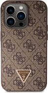 Guess PU 4G Strass Triangle Metal Logo Zadní Kryt pro iPhone 15 Pro Brown - Phone Cover