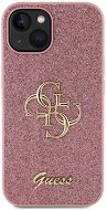Guess PU Fixed Glitter 4G Metal Logo Zadní Kryt pro iPhone 15 Pink - Phone Cover