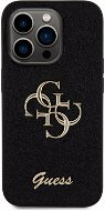 Guess PU Fixed Glitter 4G Metal Logo Zadný Kryt pre iPhone 15 Pro Black - Kryt na mobil