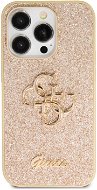 Guess PU Fixed Glitter 4G Metal Logo Zadní Kryt pro iPhone 15 Pro Max Gold - Phone Cover