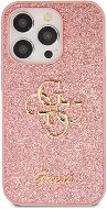 Guess PU Fixed Glitter 4G Metal Logo Zadný Kryt pre iPhone 15 Pro Pink - Kryt na mobil