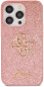 Guess PU Fixed Glitter 4G Metal Logo Zadný Kryt pre iPhone 15 Pro Pink - Kryt na mobil