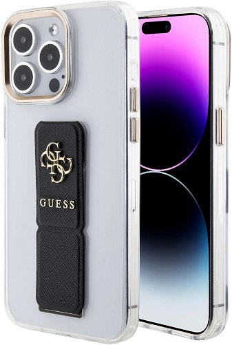 Guess PU Grip Stand 4G Metal Logo Zadní Kryt pro iPhone 15 Pro Max