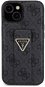 Guess PU Grip Stand 4G Strass Triangle Metal Logo Back Cover für iPhone 15 Schwarz - Handyhülle