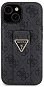 Guess PU Grip Stand 4G Strass Triangle Metal Back Cover für iPhone 15 Plus Schwarz - Handyhülle