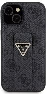Guess PU Grip Stand 4G Strass Triangle Metal Back Cover für iPhone 15 Plus Schwarz - Handyhülle