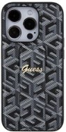 Guess PU Grip Stand G Cube Back Cover für iPhone 15 Pro Schwarz - Handyhülle