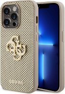 Guess PU Perforated 4G Glitter Metal Logo Back Cover für iPhone 15 Pro Max Gold - Handyhülle