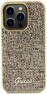 Guess PU Square Mirror Script Logo Zadní Kryt pro iPhone 15 Pro Gold - Phone Cover