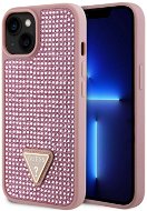 Guess Rhinestones Triangle Metal Logo Kryt pro iPhone 15 Pink - Phone Cover
