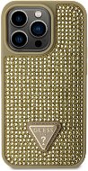 Guess Rhinestones Triangle Metal Logo Cover für iPhone 15 Pro gold - Handyhülle
