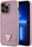 Guess PU Grip Stand 4G Strass Triangle Metal Logo für iPhone 15 Pro Max Pink - Handyhülle