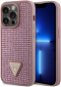 Guess PU 4G Strass Triangle Metal Logo Back Cover für iPhone 15 Pro Rosa - Handyhülle