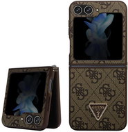 Guess 4G PU Leather Triangle Back Cover for Samsung Galaxy Z Flip 5 Brown - Phone Cover