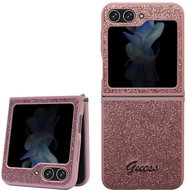 Guess PC/TPU Glitter Flakes Metal Logo Back Cover for Samsung Galaxy Z Flip 5 Pink - Phone Cover