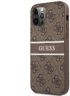 Guess PU 4G Printed Stripe Back Cover for Apple iPhone 12 Pro Max, Brown - Phone Cover