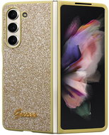 Guess PC/TPU Glitter Flakes Metal Logo Back Cover for Samsung Galaxy Z Fold 5 Gold - Phone Cover