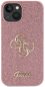 Guess PU Fixed Glitter 4G Metal Logo Zadný Kryt na iPhone 13 Pink - Kryt na mobil