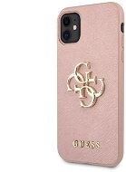 Guess PU Saffiano Big 4G Metal Logo Back Cover for Apple iPhone 11, Pink - Phone Cover