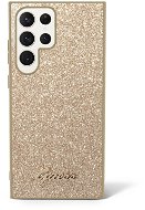 Guess PC/TPU Glitter Flakes Metal Logo Backcover für das Samsung Galaxy S24 Ultra Gold - Handyhülle