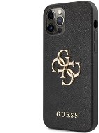 Guess PU Saffiano Big 4G Metal Logo Back Cover for Apple iPhone 12 Pro Max, Black - Phone Cover