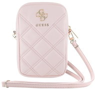 Guess PU Quilted 4G Metal Logo Phone Bag with Zipper Pink - Phone Case