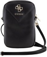 Guess PU Grained 4G Metal Logo Phone Bag with Zipper Black - Phone Case