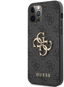 Guess PU 4G Metal Logo Back Cover for Apple iPhone 12/12 Pro, Grey - Phone Cover