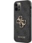 Guess PU 4G Metal Logo Zadný Kryt pre Apple iPhone 12/12 Pro Grey - Kryt na mobil