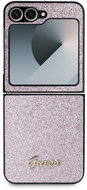 Guess PC/TPU Glitter Flakes Metal Logo Back Cover for Samsung Galaxy Z Flip6 Pink - Phone Cover