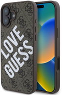 Guess PU Leather 4G Big Love Logo MagSafe Back Cover for iPhone 16 Brown - Phone Cover