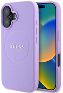 Guess PU Grained Classic Logo MagSafe Back Cover for iPhone 16 Purple - Phone Cover