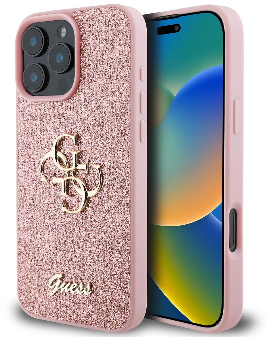 Guess PU Fixed Glitter 4G Metal Logo iPhone 16 Pro Max Pink tok