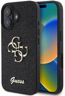 Guess PU Fixed Glitter 4G Metal Logo Back Cover for iPhone 16 Plus Black - Phone Cover
